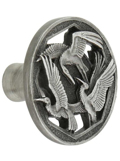 Crane Dance Cabinet Knob in Antique Pewter.